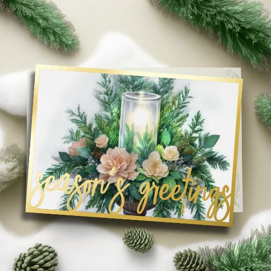 Waterverf Schilderen Evergreen Candle Christmas Feestdagen Kaart