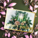 Waterverf Schilderen Evergreen Candle Christmas Folie Feestdagenkaart<br><div class="desc">Waterverf Schilderen Evergreen Candle Christmas</div>