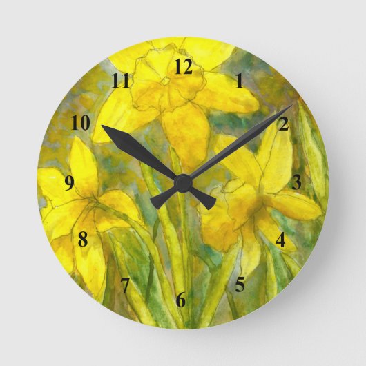 Waterverf schilderen, Gele bloemen Kunst, Daffodil Grote Klok (Voorkant)