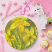 Waterverf schilderen, Gele bloemen Kunst, Daffodil Papieren Bordje (Feest)