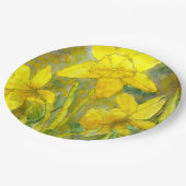 Waterverf schilderen, Gele bloemen Kunst, Daffodil Papieren Bordje (Gekanteld)