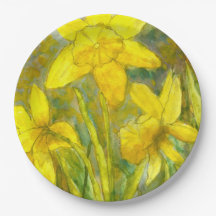Waterverf schilderen, Gele bloemen Kunst, Daffodil