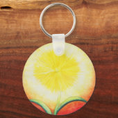 waterverf schilderen  gele bloemschuur sleutelhanger (Voorkant)
