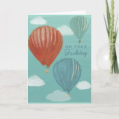 Waterverf Schilderen Hete Luchtballonnen Verjaarda Feestdagen Kaart (Voorkant)