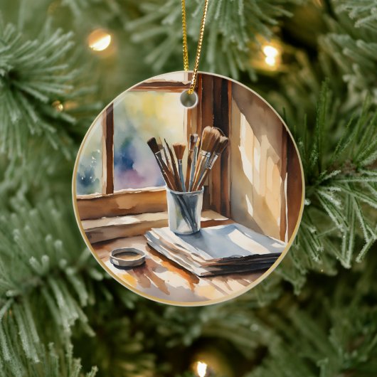 Waterverf schilderen keramisch ornament (Boom)