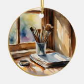 Waterverf schilderen keramisch ornament (Voorkant)