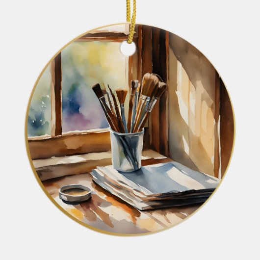 Waterverf schilderen keramisch ornament (Voorkant)