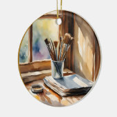 Waterverf schilderen keramisch ornament (Links)