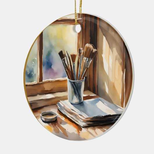 Waterverf schilderen keramisch ornament (Links)