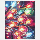 Waterverf Schilderen Kerst Vakantie String Licht Fleece Deken (Voorkant)