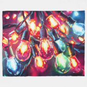 Waterverf Schilderen Kerst Vakantie String Licht Fleece Deken (Voorkant (Horizontaal))