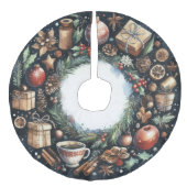 Waterverf Schilderen Kerstmis Motieven Blauw Imitatie Linnen Kerstboom Kleed (Voorkant)