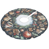 Waterverf Schilderen Kerstmis Motieven Blauw Imitatie Linnen Kerstboom Kleed (Gekanteld)