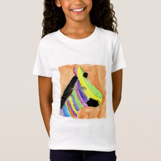 Waterverf schilderen met regenboogZebra T-shirt (Voorkant)