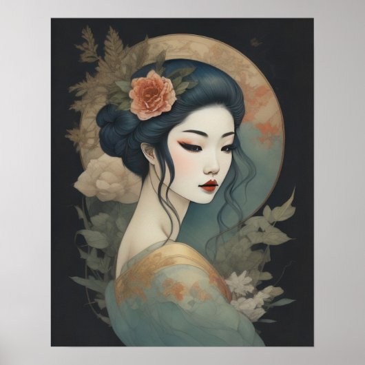 Waterverf Schilderen Mooi Aziatisch Poster (Voorkant)