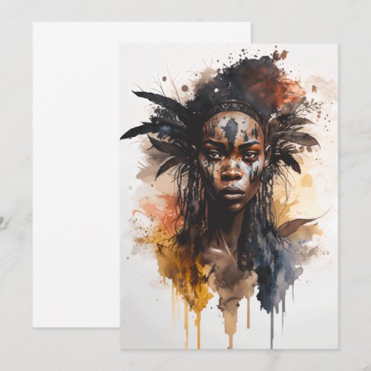Waterverf schilderen, mooie Afrikaanse vrouwen Bedankkaart (Voorkant / Achterkant)
