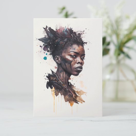 Waterverf schilderen, mooie Afrikaanse vrouwen Bedankkaart (Staand voorkant)