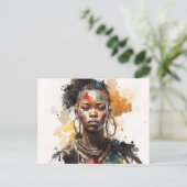 Waterverf schilderen, mooie Afrikaanse vrouwen Briefkaart (Staand voorkant)