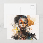 Waterverf schilderen, mooie Afrikaanse vrouwen Briefkaart (Voorkant / Achterkant)