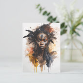 Waterverf schilderen, mooie Afrikaanse vrouwen Briefkaart (Staand voorkant)