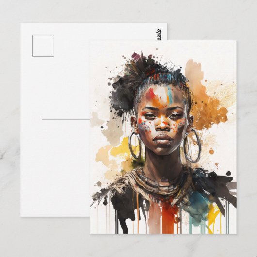 Waterverf schilderen, mooie Afrikaanse vrouwen Briefkaart (Voorkant / Achterkant)