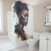 Waterverf schilderen, mooie Afrikaanse vrouwen Douchegordijn (In situ)