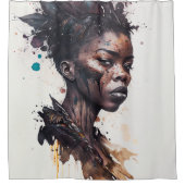 Waterverf schilderen, mooie Afrikaanse vrouwen Douchegordijn (Voorkant)