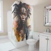 Waterverf schilderen, mooie Afrikaanse vrouwen Douchegordijn (In situ)