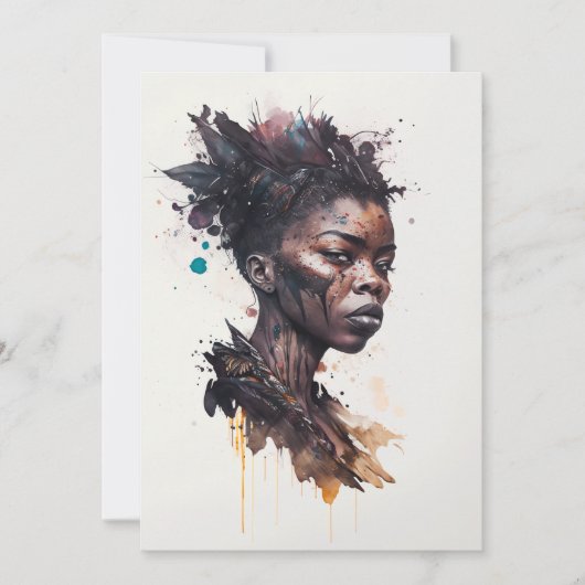 Waterverf schilderen, mooie Afrikaanse vrouwen Feestdagenkaart (Voorkant)
