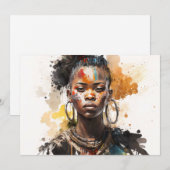 Waterverf schilderen, mooie Afrikaanse vrouwen Feestdagenkaart (Voorkant / Achterkant)