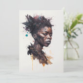 Waterverf schilderen, mooie Afrikaanse vrouwen Kaart (Staand voorkant)