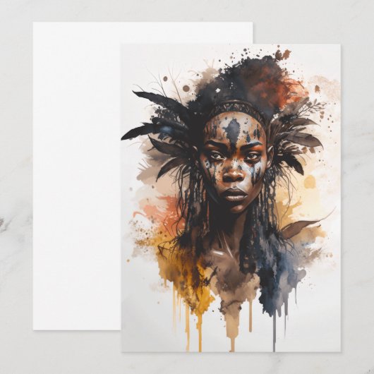 Waterverf schilderen, mooie Afrikaanse vrouwen Kaart (Voorkant / Achterkant)