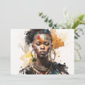 Waterverf schilderen, mooie Afrikaanse vrouwen Kaart (Staand voorkant)