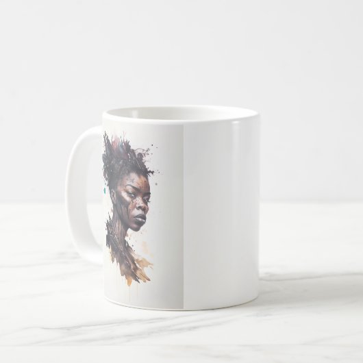 Waterverf schilderen, mooie Afrikaanse vrouwen Koffiemok (Voorkant links)