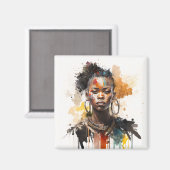 Waterverf schilderen, mooie Afrikaanse vrouwen Magneet (Voorkant / Achterkant)