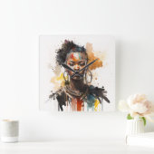 Waterverf schilderen, mooie Afrikaanse vrouwen Vierkante Klok (Huis)