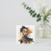 Waterverf schilderen, mooie Afrikaanse vrouwen Vierkante Visitekaartje (Staand voorkant)