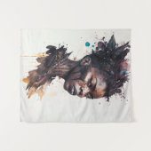 Waterverf schilderen, mooie Afrikaanse vrouwen Wandkleed (Voorkant (horizontaal))