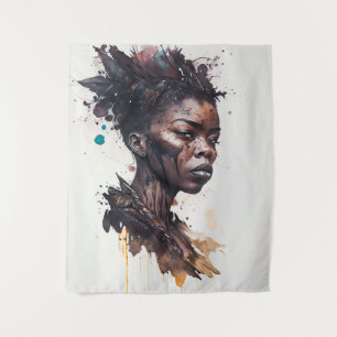 Waterverf schilderen, mooie Afrikaanse vrouwen Wandkleed