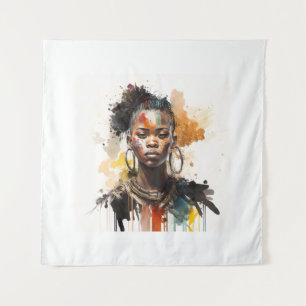 Waterverf schilderen, mooie Afrikaanse vrouwen Wandkleed