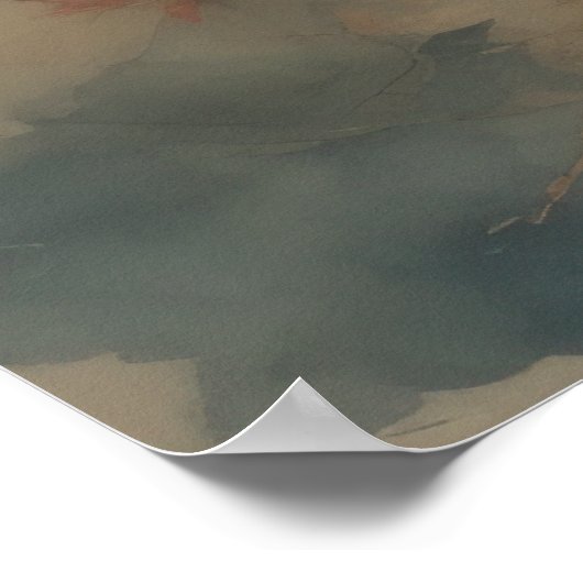 Waterverf Schilderen Mooie Aziatische Vrouw Bloeme Poster (Hoek)