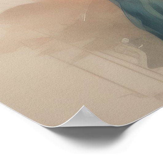 Waterverf Schilderen Mooie Aziatische Vrouw Bloeme Poster (Hoek)