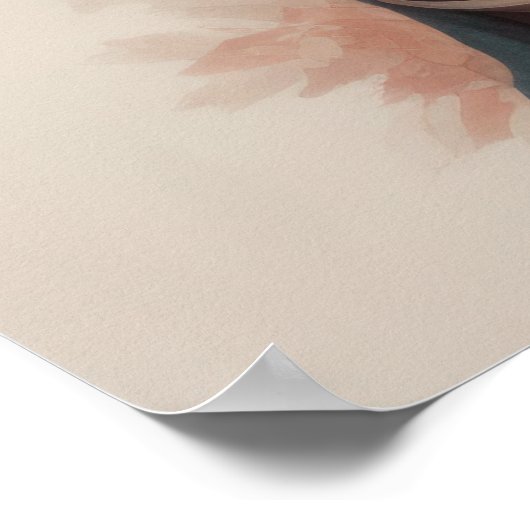 Waterverf Schilderen Mooie Aziatische Vrouw Bloeme Poster (Hoek)