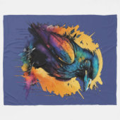 Waterverf Schilderen Multi Gekleurde Raven/Crow Fleece Deken (Voorkant (Horizontaal))