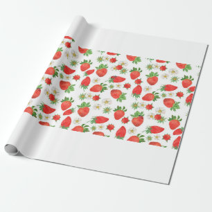 Waterverf schilderen Naadloos patroon van aardbeie Cadeaupapier