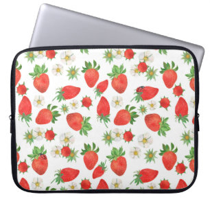 Waterverf schilderen Naadloos patroon van aardbeie Laptop Sleeve