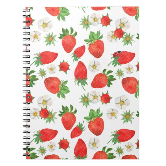 Waterverf schilderen Naadloos patroon van aardbeie Notitieboek (Voorkant)