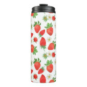 Waterverf schilderen Naadloos patroon van aardbeie Thermosbeker (Voorkant)