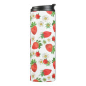 Waterverf schilderen Naadloos patroon van aardbeie Thermosbeker (Gedraaid links)