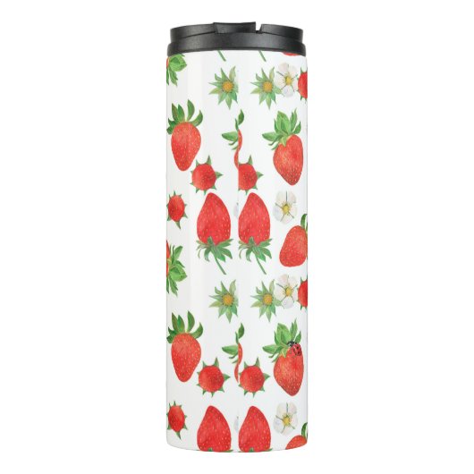 Waterverf schilderen Naadloos patroon van aardbeie Thermosbeker (Achterkant)